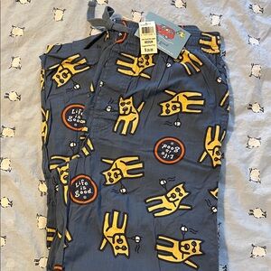 Life Is Good Navy Pajama Pants with Yellow Dog Pattern